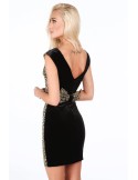 Rochie de seara neagra si aurie cu fundita G5297 - Magazin online - Boutique